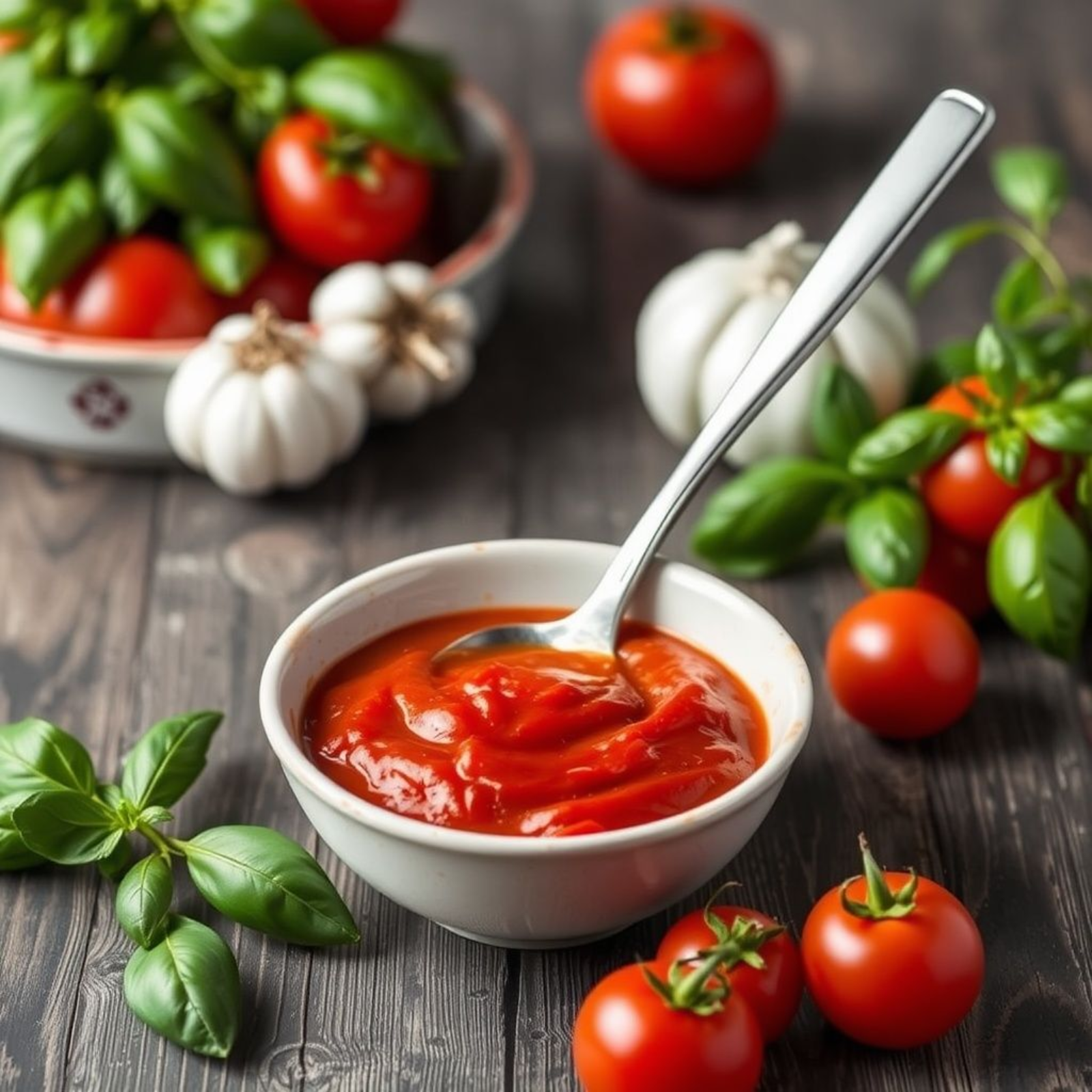 Salsa napolitana casera en una sartén, lista para acompañar pasta o pizza.