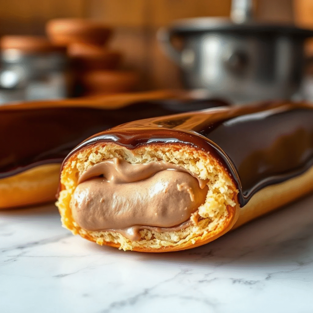 Éclairs de Chocolate Auténticos Franceses con Crema Pastelera y Glacé 1
