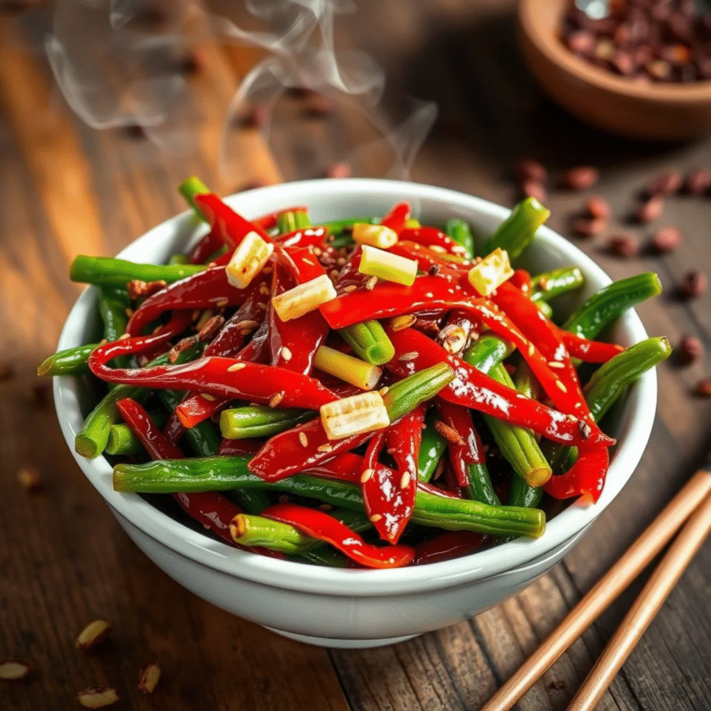 Ensalada China de Judías Verdes Receta Sichuan Auténtica Picante