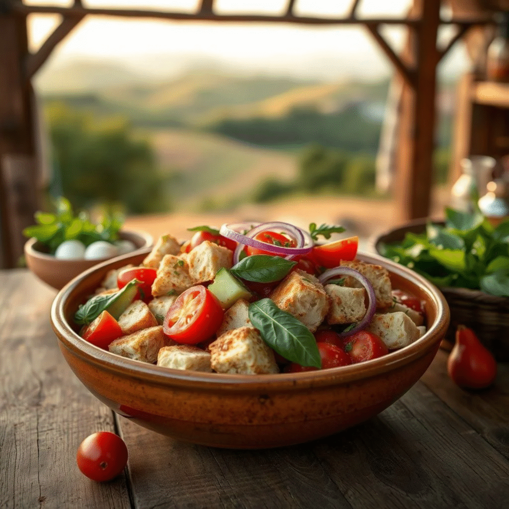 Ensalada Panzanella Toscana Tradicional - Receta Italiana Auténtica