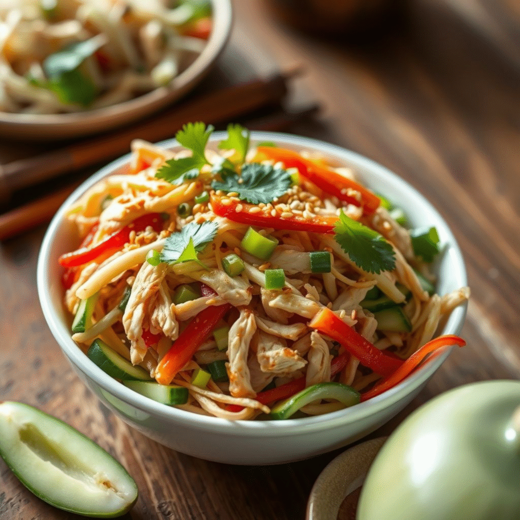 Receta Auténtica de Ensalada China de Pollo con Sésamo