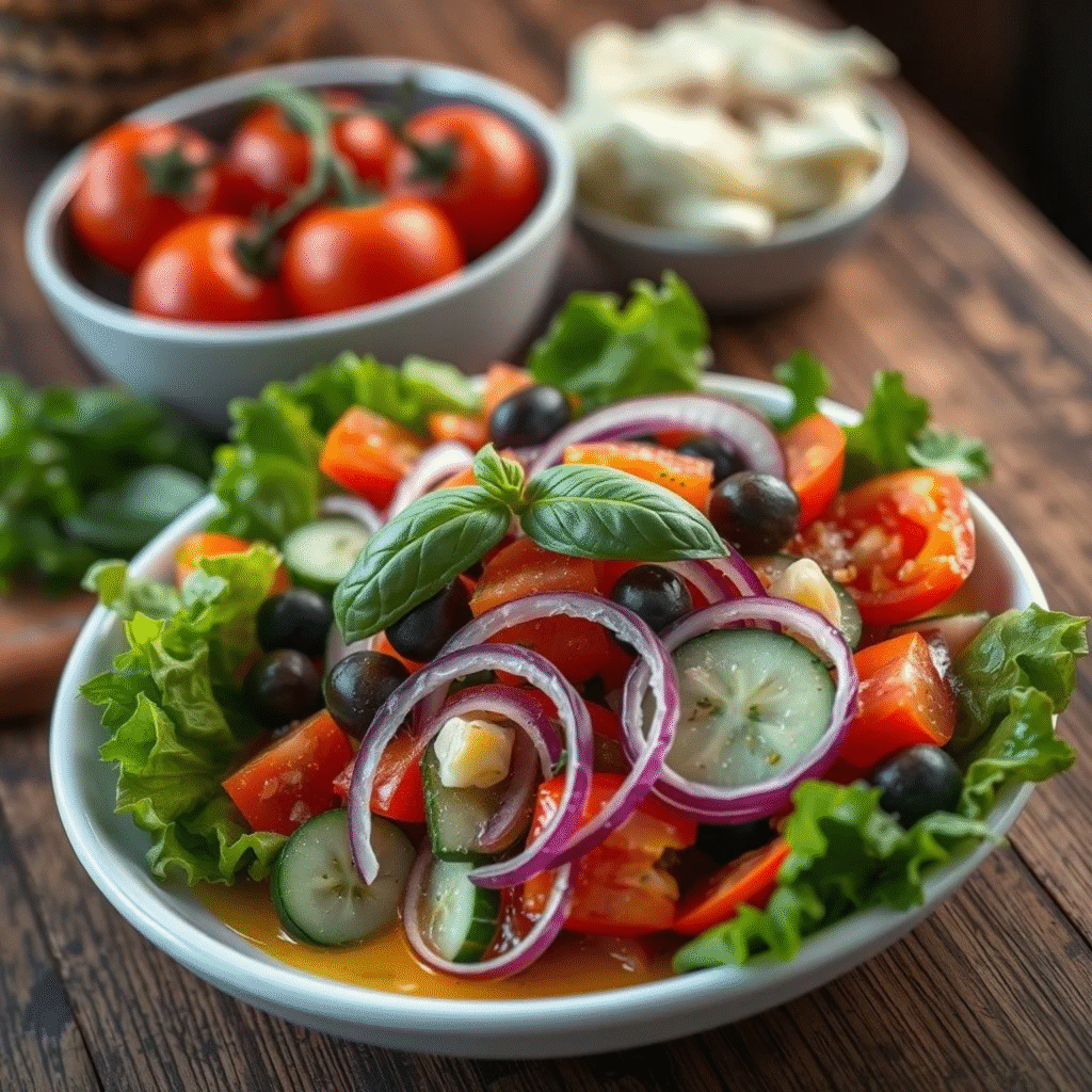 Receta auténtica de ensalada italiana mixta con verduras mediterráneas frescas (2)