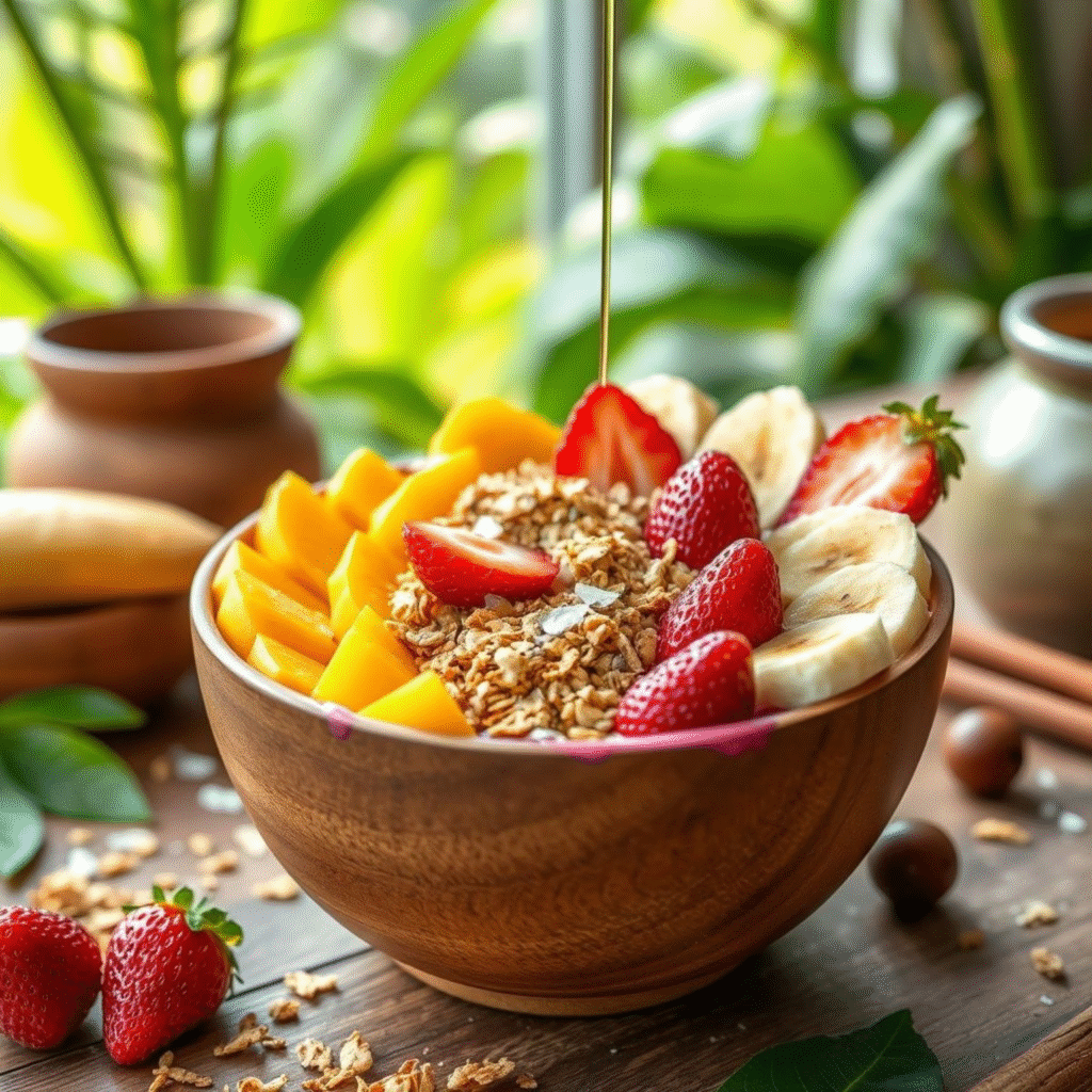 Açaí Bowl Brasileño Casero con Frutas Tropicales - Receta Fácil Auténtica