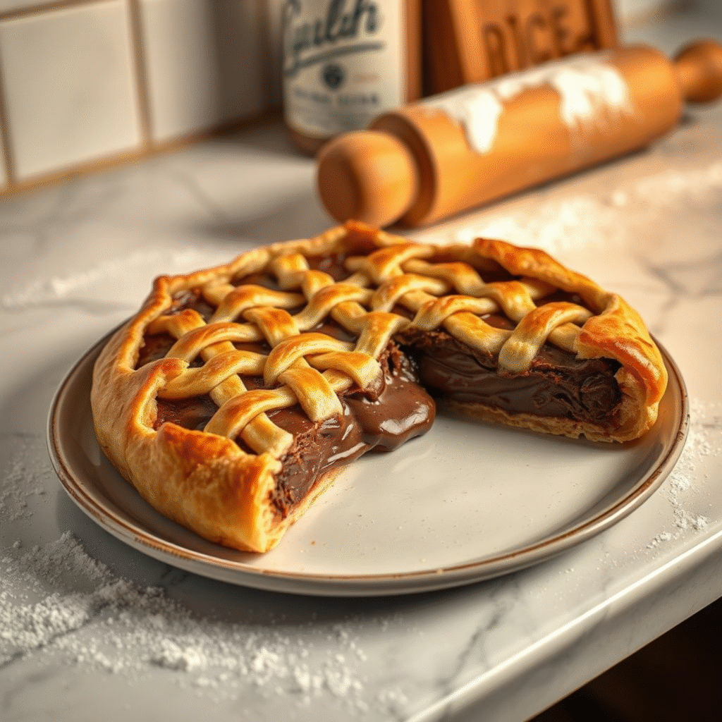 Crostata de Nutella italiana casera con pasta frola dorada y relleno cremoso de avellana