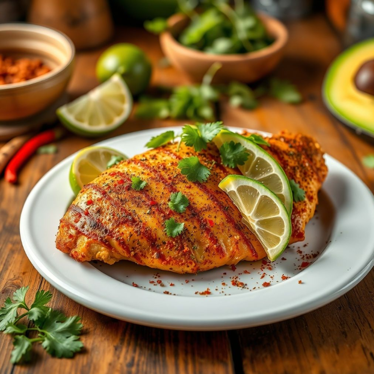 Pechuga de Pollo Mexicana Receta Fácil - Jugosa y Especiada Pechuga de pollo mexicana dorada con especias tradicionales, limón y cilantro fresco, receta fácil y rápida