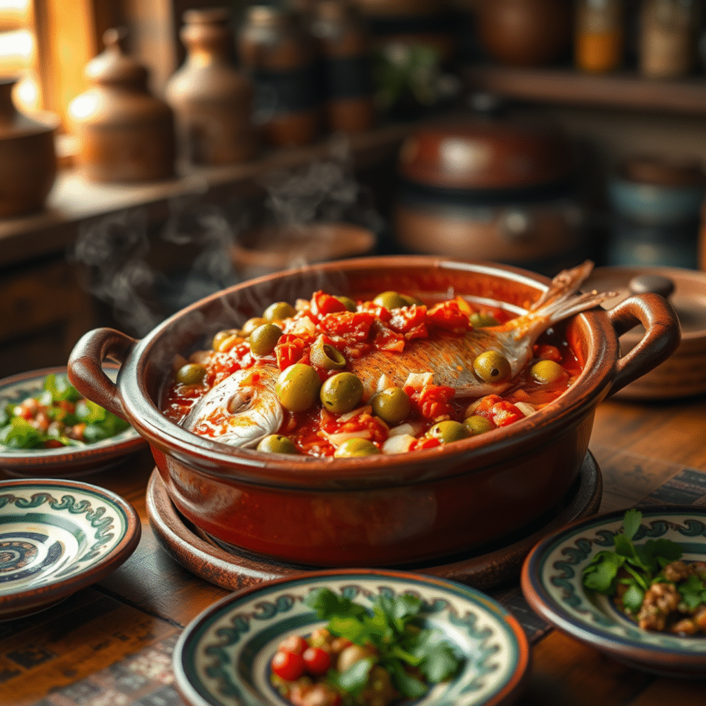 Pescado a la Veracruzana - Receta Fácil y Económica en 30 Minutos 2 Pescado a la Veracruzana receta facil - huachinango en salsa roja con aceitunas verdes en cazuela de barro tradicional mexicana
